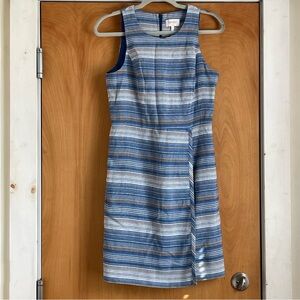 Laundry By Shelli Segal Blue and White Striped Midi Dress